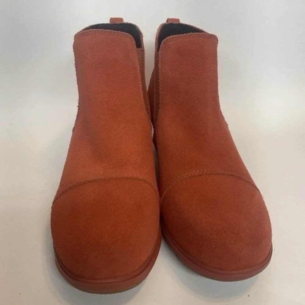 NWOB Sorel Evie Warp Red Hidden Wedge Ankle Boots Women 9.5 China  Suede/Leather
